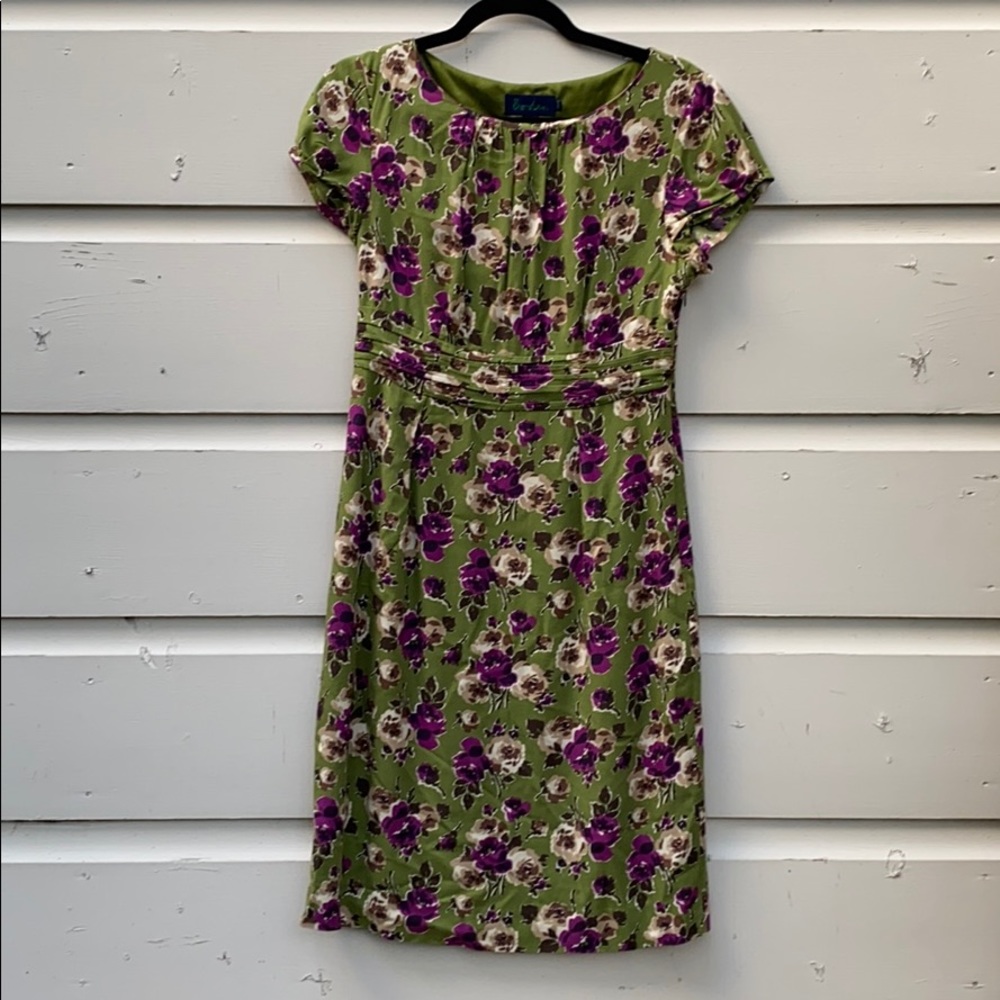 Boden US 8R Green Floral Dress